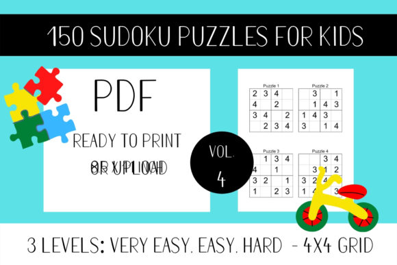 150 Sudoku Puzzles for Kids Vol.4: Printable PDF