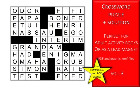 Crossword Puzzle Page with Solutions V.3: Elevating Adult Activity Books and Lead Magnets