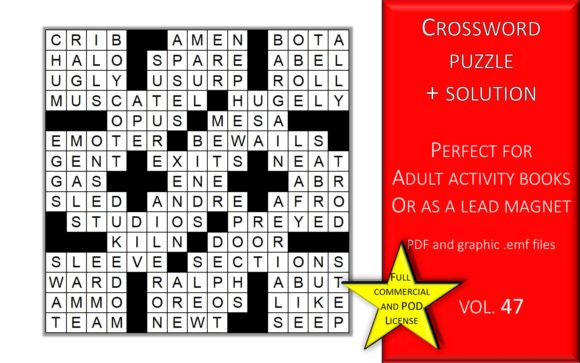 Crossword Puzzle Page with Solutions V47: A Strategic Asset for Activity Books and Lead Magnets