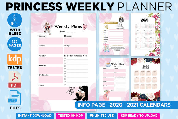 KDP 6x9 Princess Weekly Planner: A Ready-to-Publish Interior for Creators and Organizers