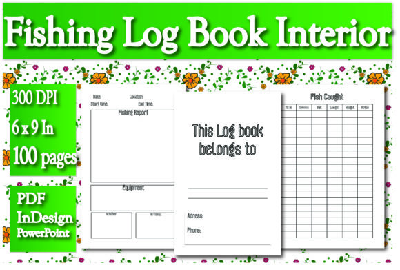 KDP Interior Fishing Log Book: Editable 6x9 Template