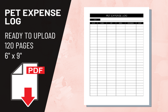 KDP Interior Pet Expense Log Book: Ready-to-Print Design