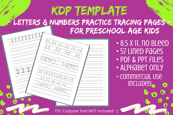 Kids Letters Numbers Handwriting Pages: A KDP Template